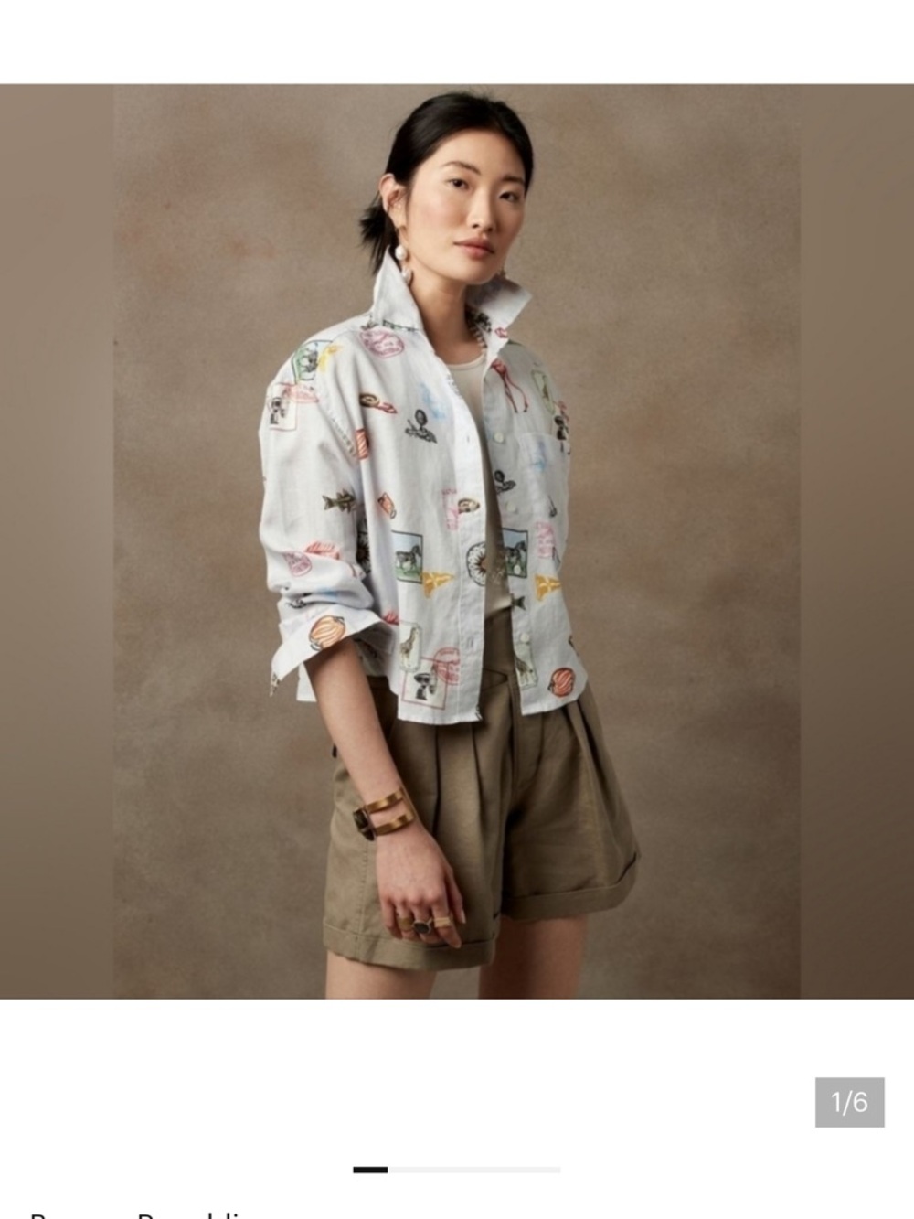 Banana Republic boxy cropped safari linen shirt